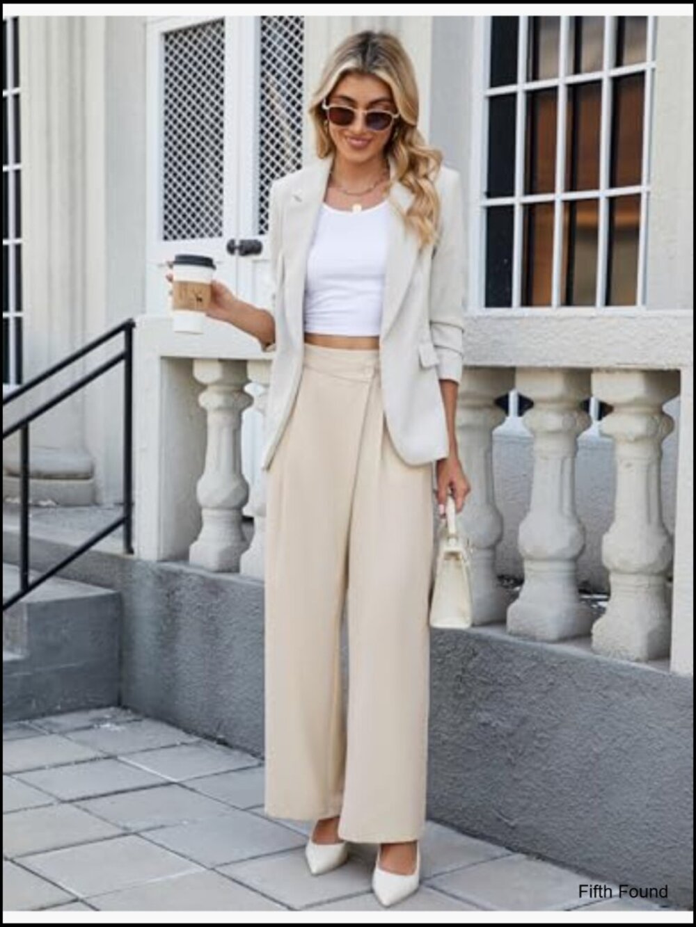 Wide Leg Dress Pants High Waisted Work Trouser with Pockets - Picture 5 of 7
